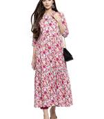 Pink printed cotton kurtas-and-kurtis