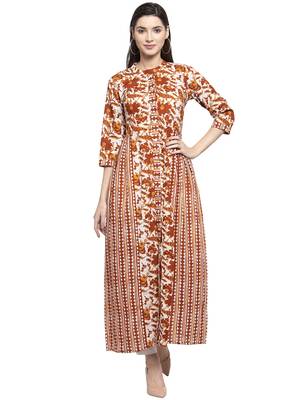 Indibelle Brown printed cotton kurtas-and-kurtis 1