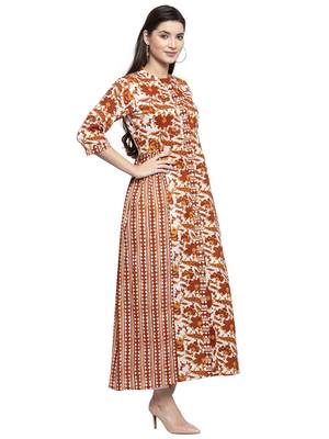 Indibelle Brown printed cotton kurtas-and-kurtis 3