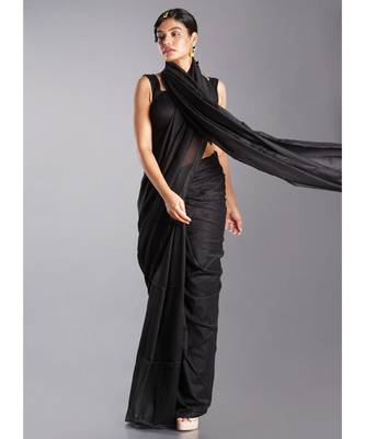 black blended cotton saree 1