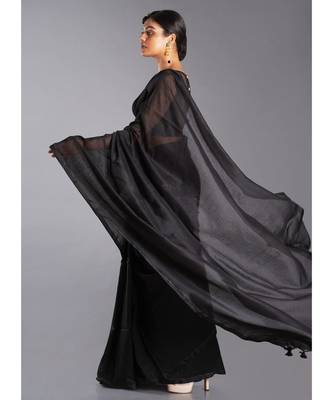 black blended cotton saree 2
