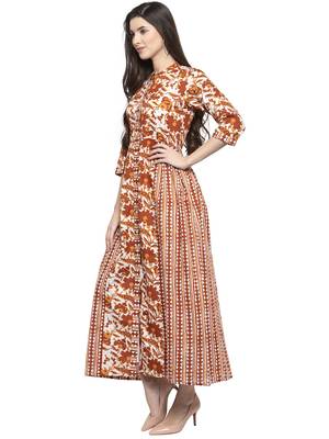 Indibelle Brown printed cotton kurtas-and-kurtis 4