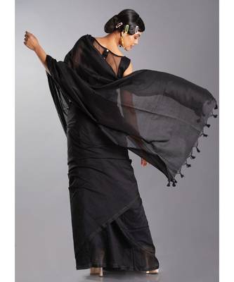 black blended cotton saree 3