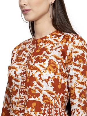 Indibelle Brown printed cotton kurtas-and-kurtis 5