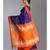 royal blue blended cotton saree with orange pallu and border