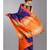 royal blue blended cotton saree with orange pallu and border
