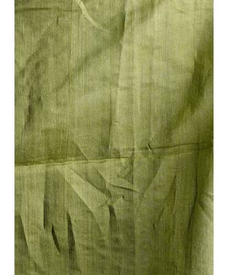 moss green blended cotton saree with golden strips 4