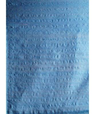 off white and blue blended cotton saree with golden strips 4