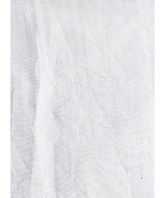 off white blended cotton saree with blue print 4