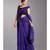 blue blended cotton saree with golden border