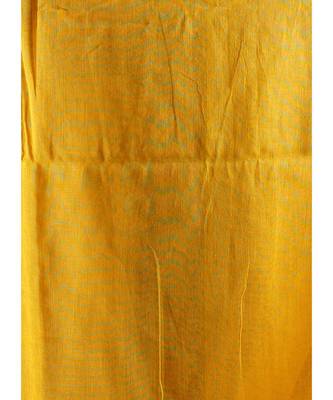 yellow cotton handloom saree with red and green patterns 4