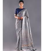 grey & multi striped cotton khesh saree