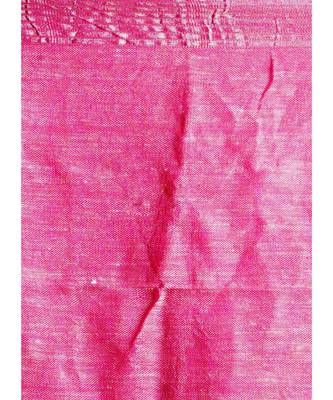 blue linen saree with polka dots and pink pallu 4
