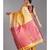 yellow tissue linen saree with pink pallu