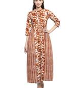 Indibelle Brown printed cotton kurtas-and-kurtis