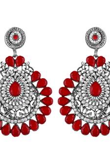 Ethnic Kundan Studded Oxidised Silver Dangle Earrings