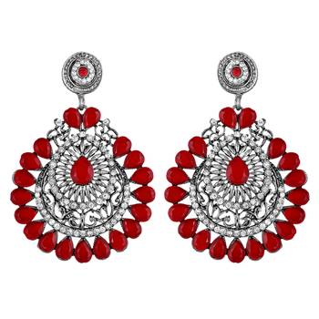 Ethnic Kundan Studded Oxidised Silver Dangle Earrings 2