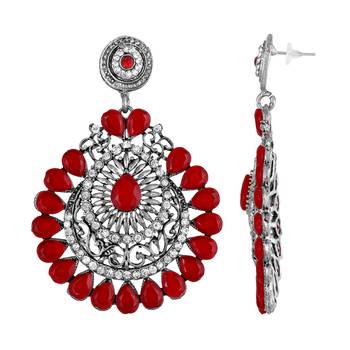 Ethnic Kundan Studded Oxidised Silver Dangle Earrings 3