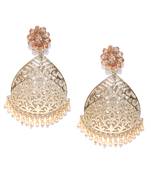 Wedding wear Kundan Pearl Studded Gold toned Dangle Earrings for women