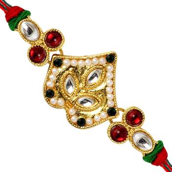 Maroon Color Combo Of 5 Pieces Kundan Rakhi 2