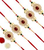 Maroon Color Combo Of 5 Pieces Kundan Rakhi