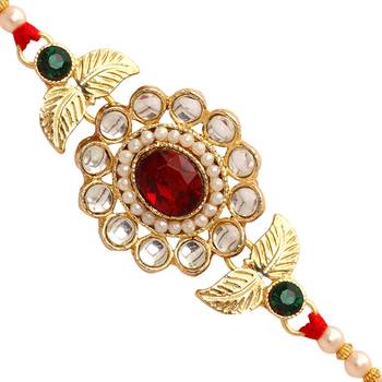 Maroon Color Combo Of 5 Pieces Kundan Rakhi 2