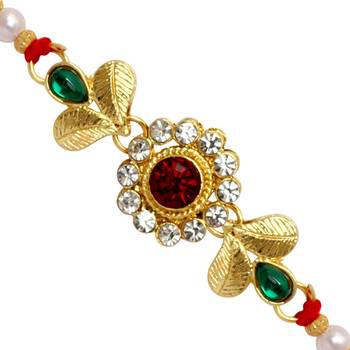 Maroon Color Combo Of 5 Pieces Kundan Rakhi 2