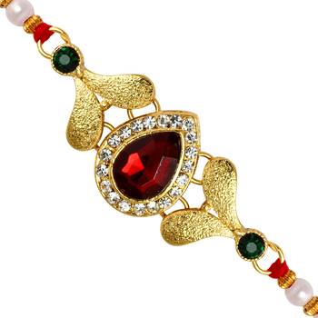 Maroon Color Combo Of 5 Pieces Kundan Rakhi 2
