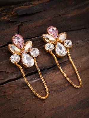 Party wear Gold toned Dangle Earrings for women 4