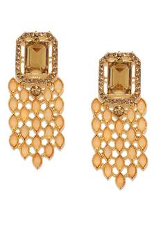 Party wear Kundan Gold toned Dangle Earrings for women