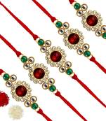 Maroon Color Combo Of 5 Pieces Kundan Rakhi