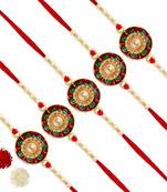Maroon Color Combo Of 5 Pieces Kundan Rakhi