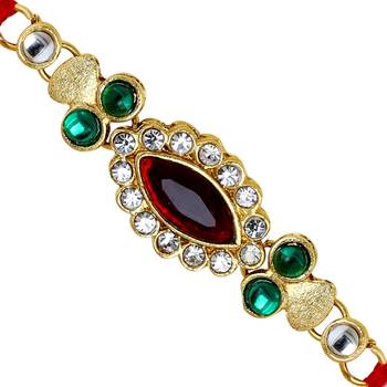 Maroon Color Combo Of 5 Pieces Kundan Rakhi 2