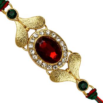 Maroon Color Combo Of 5 Pieces Kundan Rakhi 2