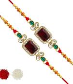 Maroon Color Combo Of 2 Pieces Kundan Rakhi