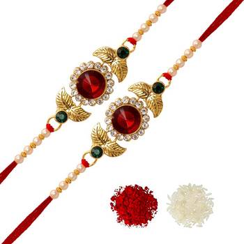 Maroon Color Combo Of 2 Pieces Kundan Rakhi 1
