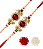 Maroon Color Combo Of 2 Pieces Kundan Rakhi
