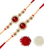 Maroon Color Combo Of 2 Pieces Kundan Rakhi