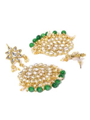 Wedding wear Kundan Pearl Studded Dangle Earrings for women 3