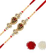 Maroon Color Combo Of 2 Pieces Kundan Rakhi