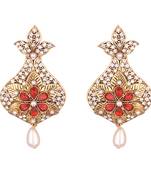 Traditional Kundan studded Gold toned Dangle Earrings