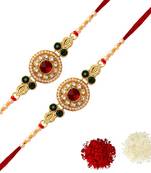 Maroon Color Combo Of 2 Pieces Kundan Rakhi