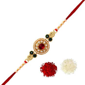Maroon Color Combo Of 2 Pieces Kundan Rakhi 2