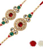 Maroon Color Combo Of 2 Pieces Kundan Rakhi