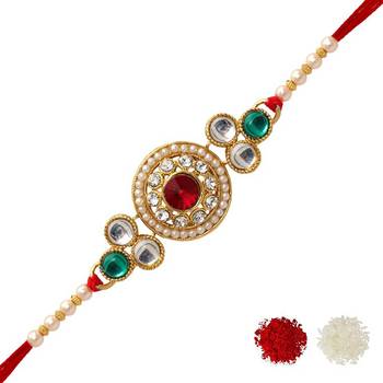 Maroon Color Combo Of 2 Pieces Kundan Rakhi 2