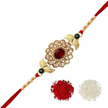 Maroon Color Combo Of 2 Pieces Kundan Rakhi 2