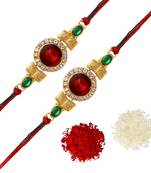 Maroon Color Combo Of 2 Pieces Kundan Rakhi