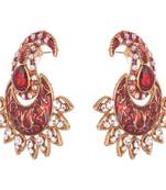 Kundan studded Enamel Gold toned Dangle Earrings