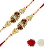 Maroon Color Combo Of 2 Pieces Kundan Rakhi