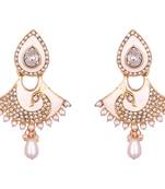 Peacock Inspired Kundan studded Gold toned Pearl Drop Dangle Earrings